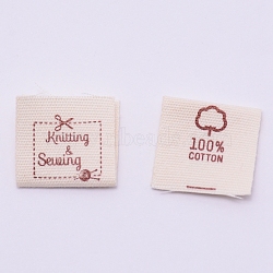 Cotton Labels, Clothing Labels Pattern, Garment Accessories, Rectangle, Khaki, Scissor Pattern, 40x21x0.3mm(FIND-WH0062-12F)