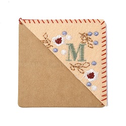 Season Theme Non-woven Felt Embroidery Corner Bookmarks, Hand Embroidered Flower Bookmark, Triangle Corner Page Marker, for Book Reading Lovers Teachers, Square with Letter. M, Spring, 95x97x2mm(FIND-WH0136-36A)