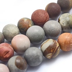 Natural America Picture Jasper Beads Strands, Frosted, Round, 6mm, Hole: 0.8mm; about 63pcs/strand, 15.3 inches(39.5cm)
(G-I213-20-6mm)