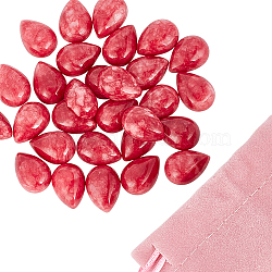 ARRICRAFT 30Pcs Dyed Natural Jade Cabochons, Teardrop, Cerise, 18~18.5x13x6.5~7.5mm(G-AR0005-18)