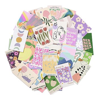 50Pcs Waterproof PVC Adhesive Stickers Set, for Decorative Notebook, Pink, 60x38x0.2mm