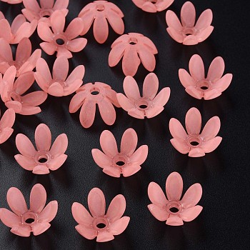 Transparent Acrylic Beads, Frosted, Flower, Salmon, 19x17x10mm, Hole: 3mm, about 764pcs/500g