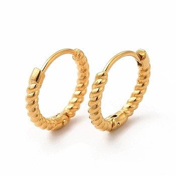316 Stainless Steel Hoop Earrings for Women, Real 18K Gold Plated, 13x14x2mm, Pin: 0.8mm