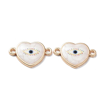 Resin Connector Charms, Light Gold Tone Alloy Enamel Eye Links, Heart, 13.5x20.5x2mm, Hole: 1.6mm