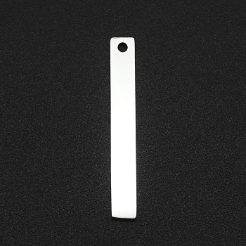 201 Stainless Steel Pendants, Laser Cut, Bar/Rectangle, Stainless Steel Color, 30x4x1mm, Hole: 1.6mm