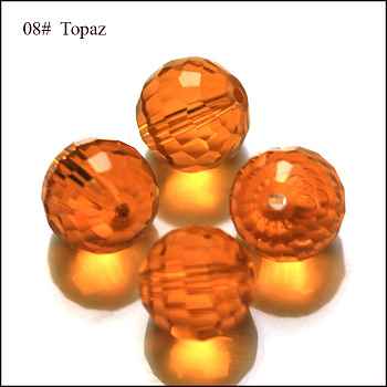 Imitation Austrian Crystal Beads, Grade AAA, Faceted(96 Facets), Round, Orange, 8mm, Hole: 0.9~1mm