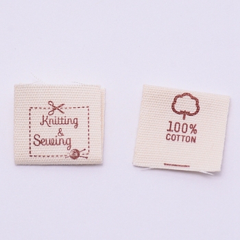 Cotton Labels, Clothing Labels Pattern, Garment Accessories, Rectangle, Khaki, Scissor Pattern, 40x21x0.3mm