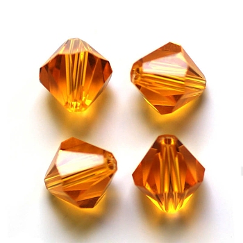 Imitation Austrian Crystal Beads, Grade AAA, Faceted, Bicone, Orange, 4x4mm, Hole: 0.7~0.9mm
