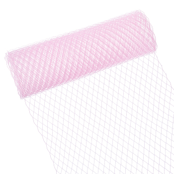 Nylon Net Mesh Fabric, Birdcage Bridal Veil Netting Fabric, Wedding Hat Veil Mesh Trimmings Fabric for Wedding Decoration, Sewing, Hat Decorating, Pearl Pink, 24~26.5x0.02cm