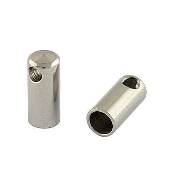 201 Stainless Steel Cord Ends, End Caps, Stainless Steel Color, 9~10x4.5~5mm, Hole: 2mm
