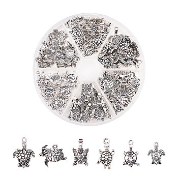 Tibetan Style Alloy Pendants, Sea Turtle, Antique Silver, 103x17mm, 90pcs/box
