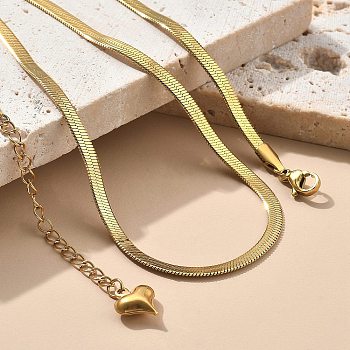 Brass Flat Snake Chain Necklaces for Men Women, Long-Lasting Plated, Real 18K Gold Plated, 23.62 inch(60cm)