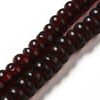 Handmade Lampwork Beads Strands, Rondelle, Dark Red, 9~10x4.5~5mm, Hole: 2.5~3mm, about 68~71pcs/strand, 14.17~16.14 inch(36~41cm)
