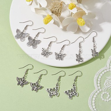 Alloy Butterfly Dangle Earrings with 304 Stainless Steel Pins for Women(EJEW-JE05511)-4