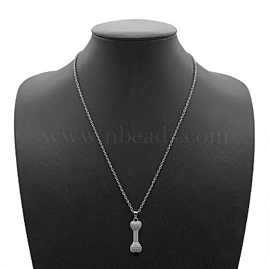 Bone Stainless Steel Rhinestone Pendant Necklaces for Women(RR3458-3)-2