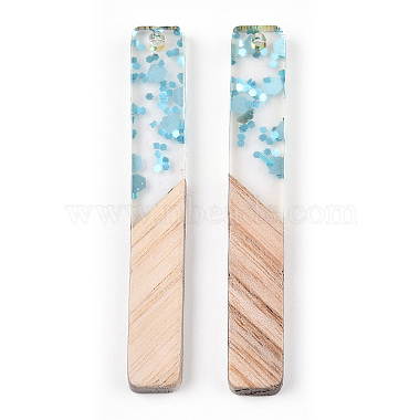 colgantes grandes de resina transparente y madera blanca(RESI-N039-47)-3