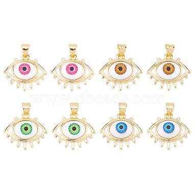 Real 18K Gold Plated Mixed Color Evil Eye Brass Pendants