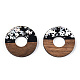 Opaque Resin & Walnut Wood Pendants(RESI-N039-63B)-3