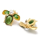 Alloy Enamel Bees Stud Earrings with Glass Beaded(EJEW-F323-03G)-2