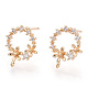 Brass Micro Pave Clear Cubic Zirconia Stud Earring Findings(X-KK-T054-51G-NF)-1