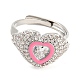 Enamel Heart Adjustable Ring with Clear Cubic Zirconia(RJEW-Q781-01P-03)-2