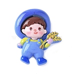 Opaque Resin Cabochons, Blue, Farmer, 32.3x26.5x9.5mm(RESI-D310-01D)