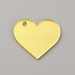 Transparent Acrylic Pendants, Yellow, Heart, 21.5x25x1.8mm, Hole: 2mm(OACR-WH0016-15B-02)