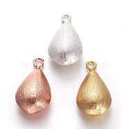 Brass Pendants, Brushed, Frosted, teardrop, Mixed Color, 19.5~20x11x8mm, Hole: 2mm(KK-E762-01)