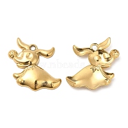 304 Stainless Steel Pendants, Dog Charm, Real 18K Gold Plated, 20x24x3mm, Hole: 1.8mm(STAS-Z041-28G)