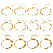 12Pcs 3 Style 304 Stainless Steel  Chain Bracelet Making, with Lobster Claw Clasps, Fits for Connector Charms, Golden, 5-3/4~6-3/8 inch(14.5~16.1cm),  4pcs/style(MAK-NB0001-18)