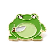 Frog Enamel Pin, Animal Alloy Badge for Backpack Clothes, Golden, Green, 21x28x2mm, Pin: 1mm(JEWB-H007-12G)