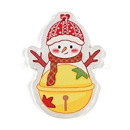 Christmas Theme Opaque Printed Acrylic Pendants, Snowman, 31x2.5x2.5mm, Hole: 2mm(SACR-S035-01F)