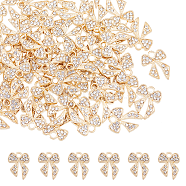 60Pcs Alloy Pendants, with Crystal Rhinestone, Bowknot, Light Gold, 16x12.5x2mm, Hole: 2mm(FIND-FH0008-91)