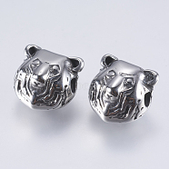 304 Stainless Steel Beads, Bear, Antique Silver, 13x12.5x8.5mm, Hole: 3mm(STAS-I072-045AS)