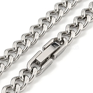 Non-Tarnish 201 Stainless Steel Cuban Link Chain Necklaces for Women and Men, Stainless Steel Color, 21.97 inch(55.8cm)(NJEW-F322-14P-03)