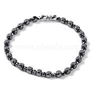 Faceted Round & Cube Synthetic Non-Magnetic Hematite Beaded Bracelets for Women, Inner Diameter: 2-1/4 inch(5.6cm)(BJEW-Q345-05)