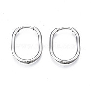 201 Stainless Steel Huggie Hoop Earrings, with 304 Stainless Steel Pins, Oval, Stainless Steel Color, 20x15x2mm, Pin: 0.7mm(STAS-S103B-33P)
