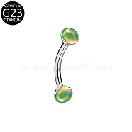 G23 Titanium Enamel Curved Barbell Eyebrow Rings, Stainless Steel Color, Lime Green, 10mm(WGC39D0-06)