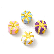 Alloy Enamel European Beads, Large Hole Beads, Lead Free & Cadmium Free, Matter Gold Color, Gift Box, Mixed Color, 11.5x10x8.8mm, Hole: 4mm(ENAM-K067-82MG)