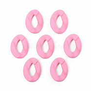 Opaque Spray Painted Acrylic Linking Rings, Quick Link Connectors, for Curb Chains Making, Unwelded, Twist, Hot Pink, 39.5x29.5x7.5mm, Inner Diameter: 22x11mm(OACR-T024-01-I01)