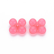 Transparent Acrylic Beads, Dyed, Ten Shape, Hot Pink, 13x13x5mm, Hole: 1.5mm, about 1510pcs/500g(MACR-S373-02E-09)