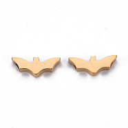 Halloween 304 Stainless Steel Beads, Laser Cut, Bat, Real 18K Gold Plated, 5.5x14.5x3mm, Hole: 1.5mm(STAS-T052-32G)