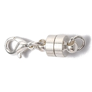 Brass Magnetic Clasps Converter, with Lobster Claw Clasps, Column, Silver, 25x6mm(KK-O134-08S)