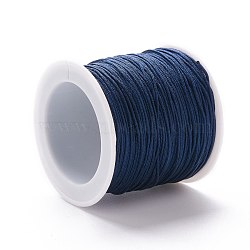 Braided Nylon Thread, DIY Material for Jewelry Making, Dark Blue, 0.8mm, 100yards/roll(X-NWIR-K013-A09)