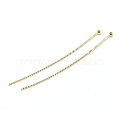 Brass Ball Head Pins, Real 18K Gold Plated, 50x0.8mm, 20 Gauge, Head: 2mm(KK-T032-013G)