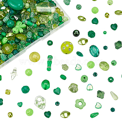 WADORN 4 Bags Acrylic Beads, Mixed Shapes, Green, 5.5~24x5.5~24x2~16mm, Hole: 1.2~3.5mm(MACR-WR0001-03B)