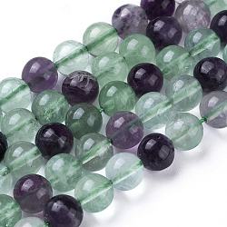 Natural Green Fluorite Beads Strands, Round, 8mm, Hole: 1mm, about 51pcs/strand, 15.35 inch(G-F433-8mm)