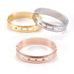 304 Stainless Steel Bangles, with Rhinestone, Mixed Color, 1-7/8 inchx2-3/8 inch(4.9x6.05cm)(BJEW-E362-13)
