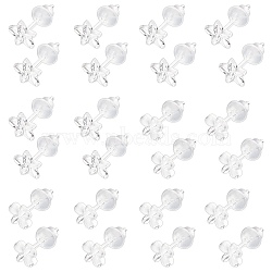 Nbeads 40 Sets 2 Style Tiny Resin Flower & Clover Stud Earrings with Ear Nut for Women, WhiteSmoke, 5.5~6x5.5~6.5mm, Pin: 0.8mm, 20 Sets/style(EJEW-NB0001-08)
