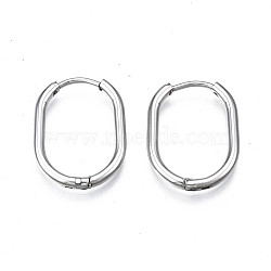 Tarnish Resistant 201 Stainless Steel Huggie Hoop Earrings, with 304 Stainless Steel Pins, Oval, Stainless Steel Color, 20x15x2mm, Pin: 0.7mm(STAS-S103B-33P)